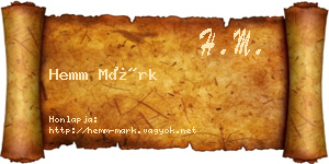 Hemm Márk névjegykártya